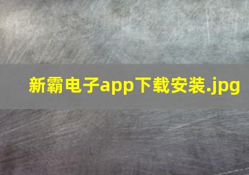 新霸电子app下载安装